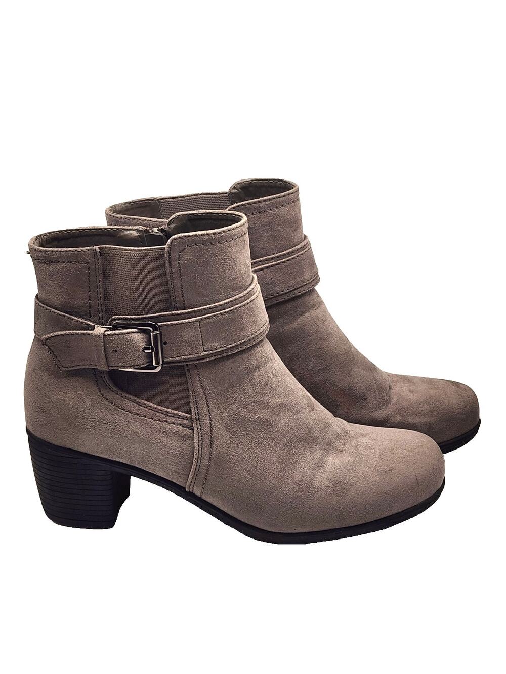 CROFT & BARROW GREY ZIP HEELED ORTHOLITE BOOTS WOMENS SIZE 7.5 KOHLS PREPPY